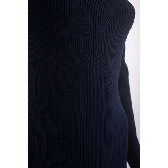 Milly Womans Turtlenck Midi Dress Size M Bustier Navy Blue Knit Stretch NWT - Picture 4 of 7